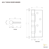 AK 4" SS304 DOOR HINGES - GUN METAL/GM07