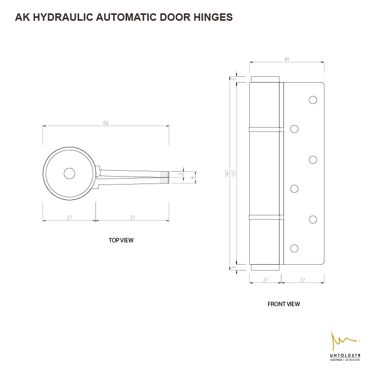 AK  HYDRAULIC AUTOMATIC DOOR HINGES -  GUN METAL / GM07