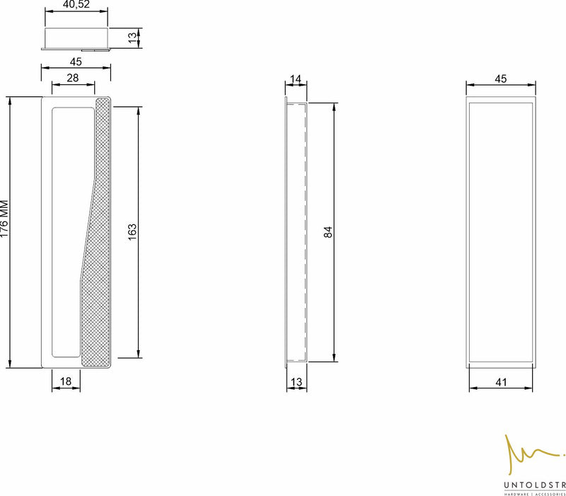 RCS002- ANGLED KNURLED RECESSED PULL B01