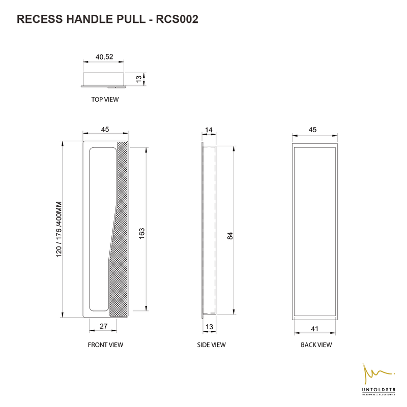 RCS002- ANGLED KNURLED RECESSED PULL AB02